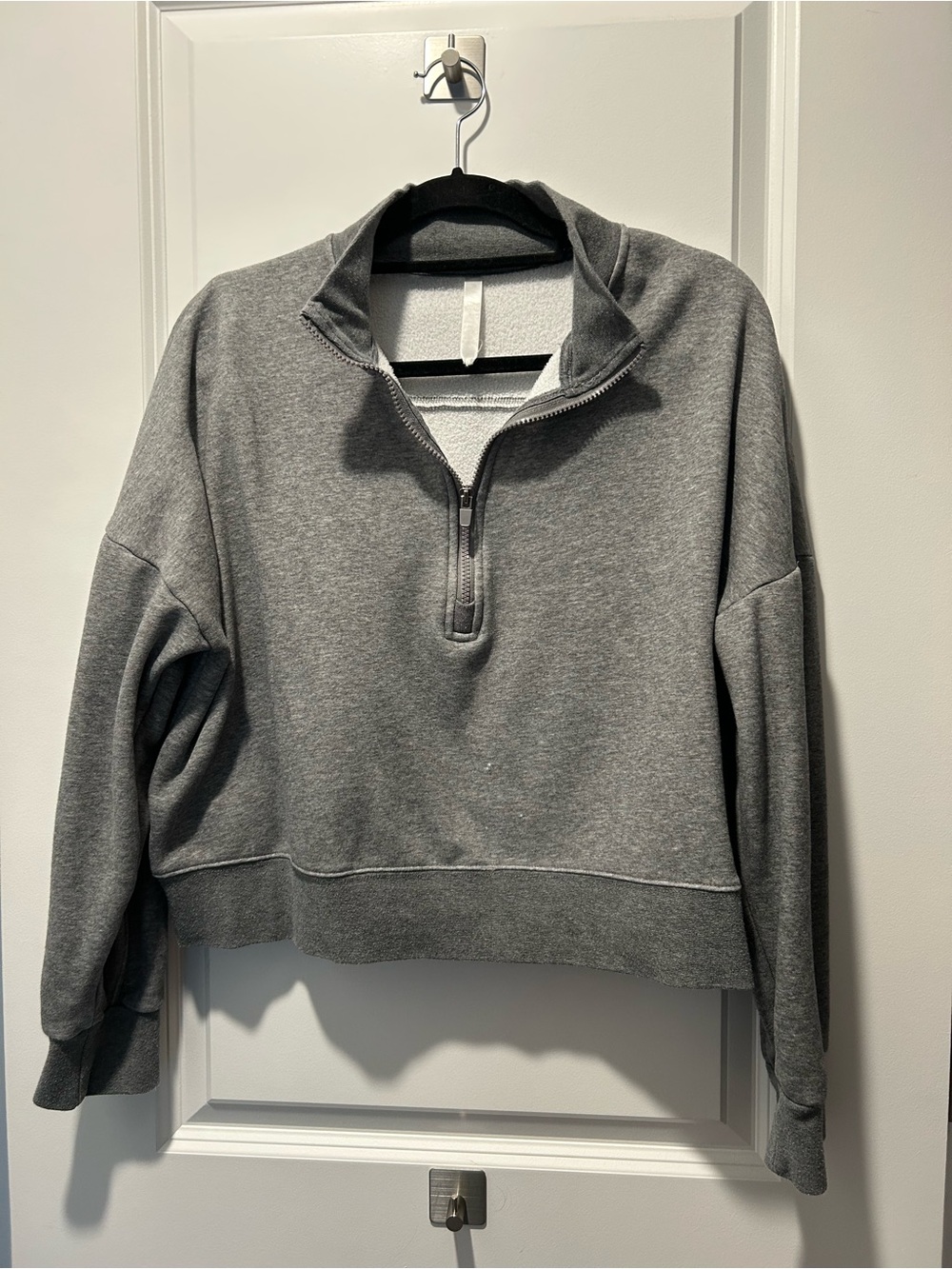 Fabletics Gray Cropped Half Zip Pullover Sweatshirt Womens Oversized Fleece XL